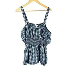 Weekend Susan Betro Smocked Empire Plaid Cami Plus Size 2X